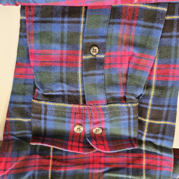Saddlebred plaid flannel shirt size L classic fit blue red cotton pocket NWT - Picture 4 of 8